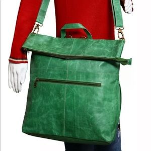 EUC Large Green Genuine Leather Convertible Purse